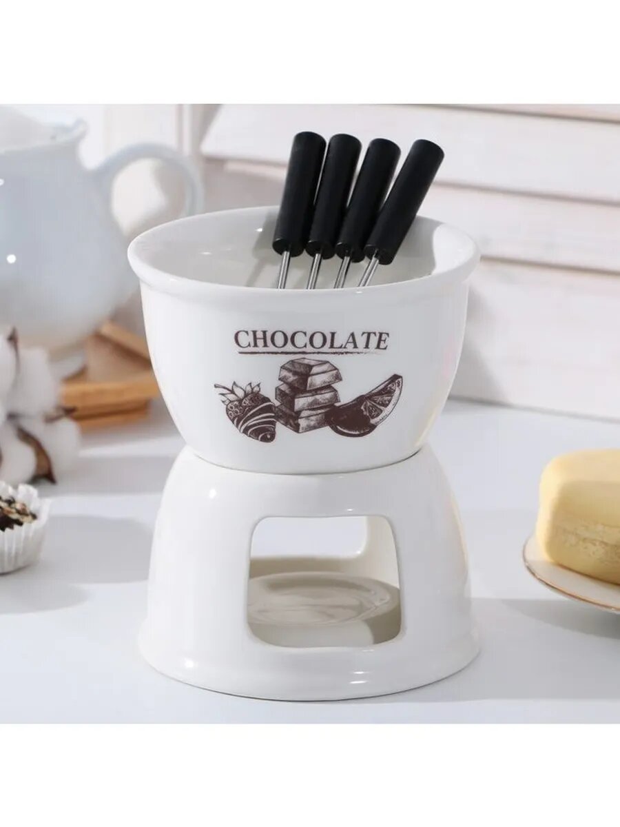 Фондюшница керамическая Chocolate 350 мл цвет белый
