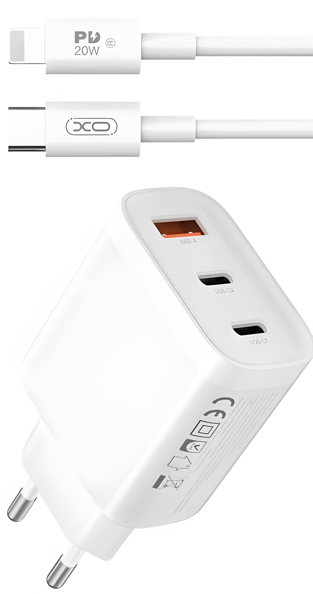 Сетевое зарядное устройство XO L117 для iPhone, USB, 20W, быстрая зарядка, белое