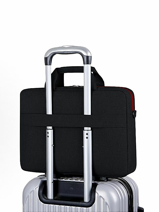 Сумка Milooky, для ноутбука, полиэстер, внешнее отделение, плечевой ремень, черный с синим — фото 1