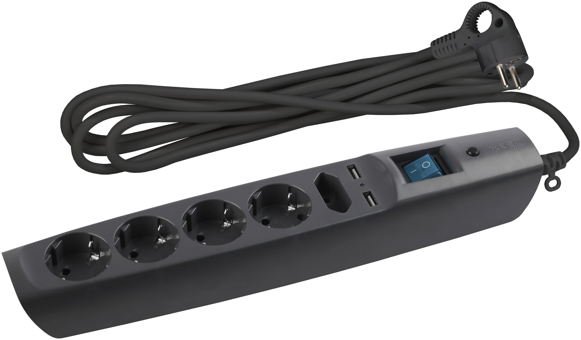 Сетевой фильтр 5 розеток 2 м 10 А 2,2 кВт черный (C0043326)