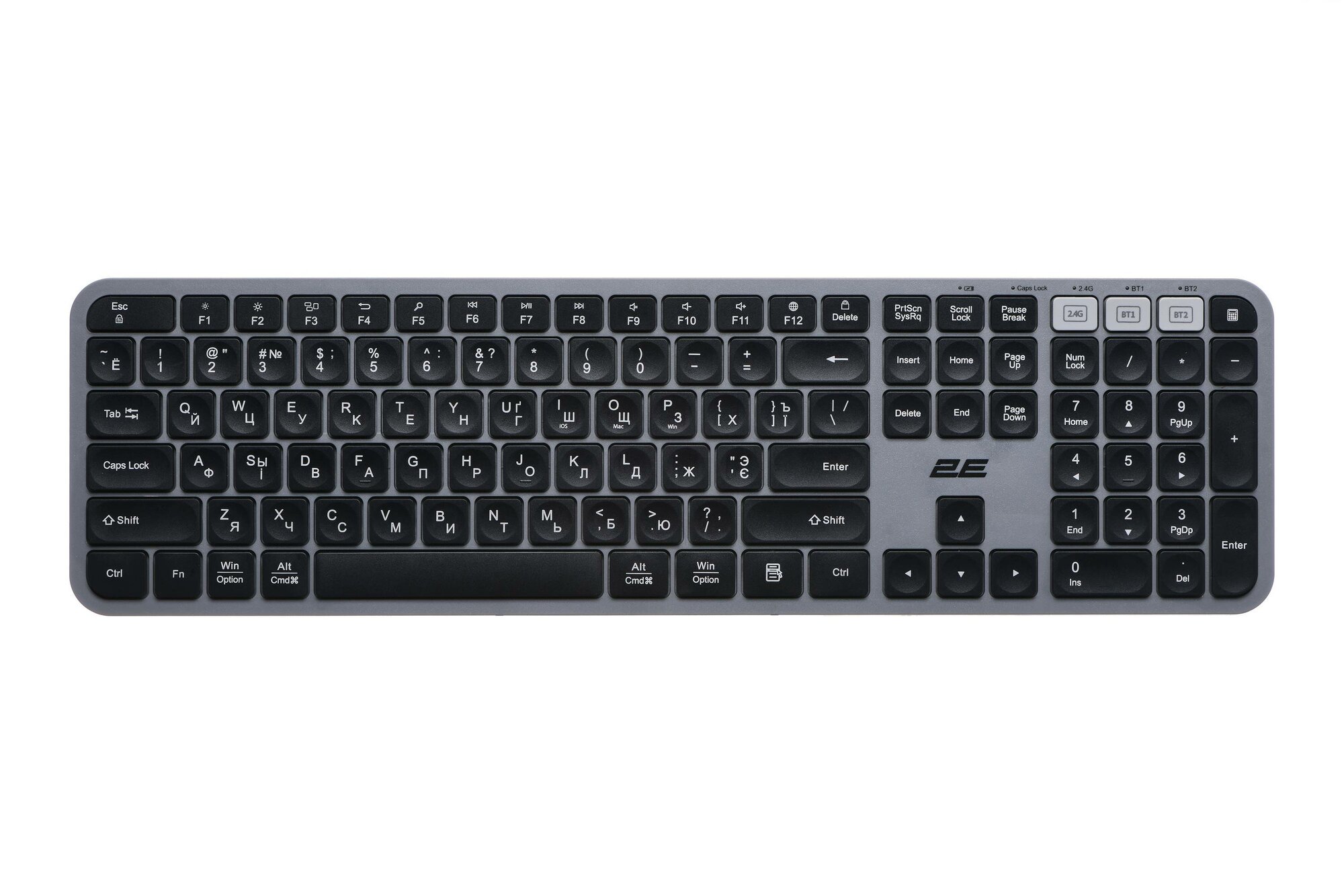 Клавиатура от бренда 2E KS240 WL BT Gray, беспроводная клавиатура