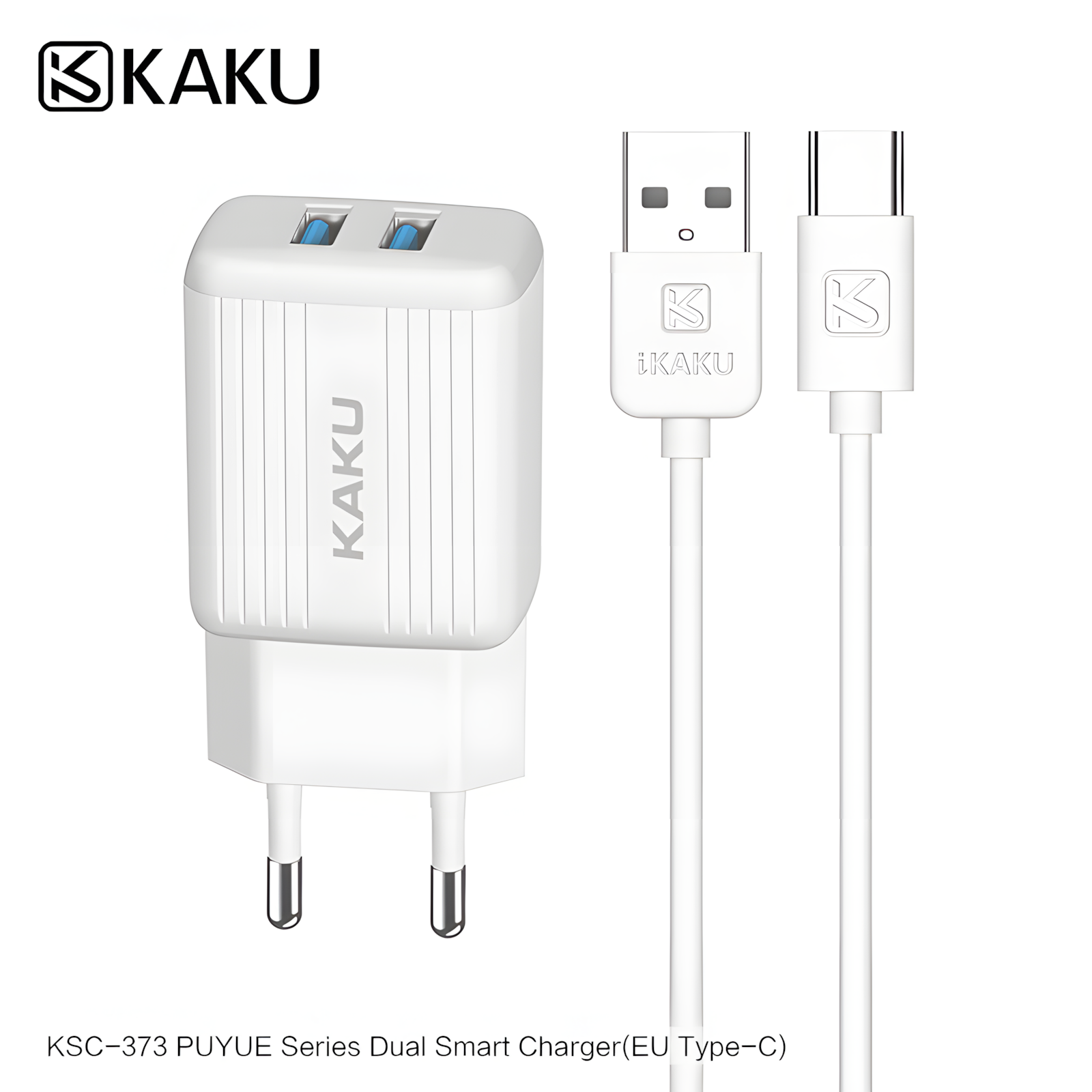 Сетевое зарядное устройство KAKUSIGA KSC-373, USB Type-C, быстрый адаптер, белый