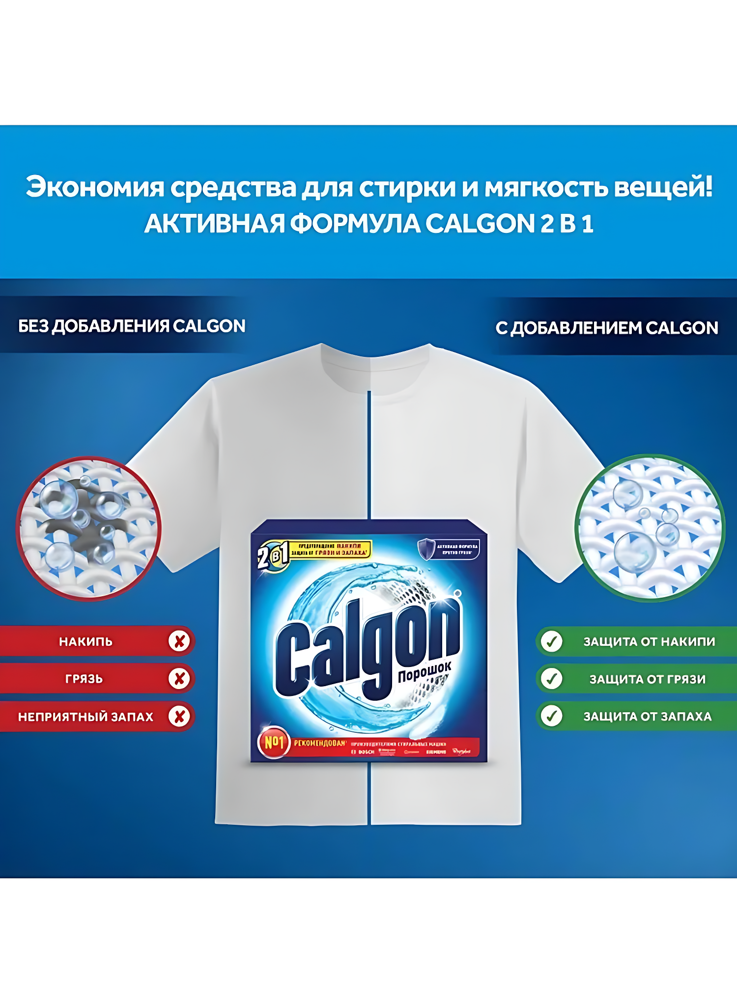 Calgon, порошок, для смягчения воды в стиральных машинах, 550г. — фото 1