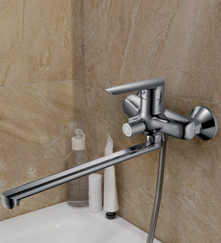 Изображение товара ESKO. Смеситель для ванны и душа с длинным изливом с лейкой и шлангом в комплекте