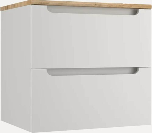 Изображение товара Тумба под раковину со столешницей Style Line Бали 60 подвесная, белая, матовая, с отверстием под смеситель, из МДФ, тумба для ванной, с ящиками, с доводчиками