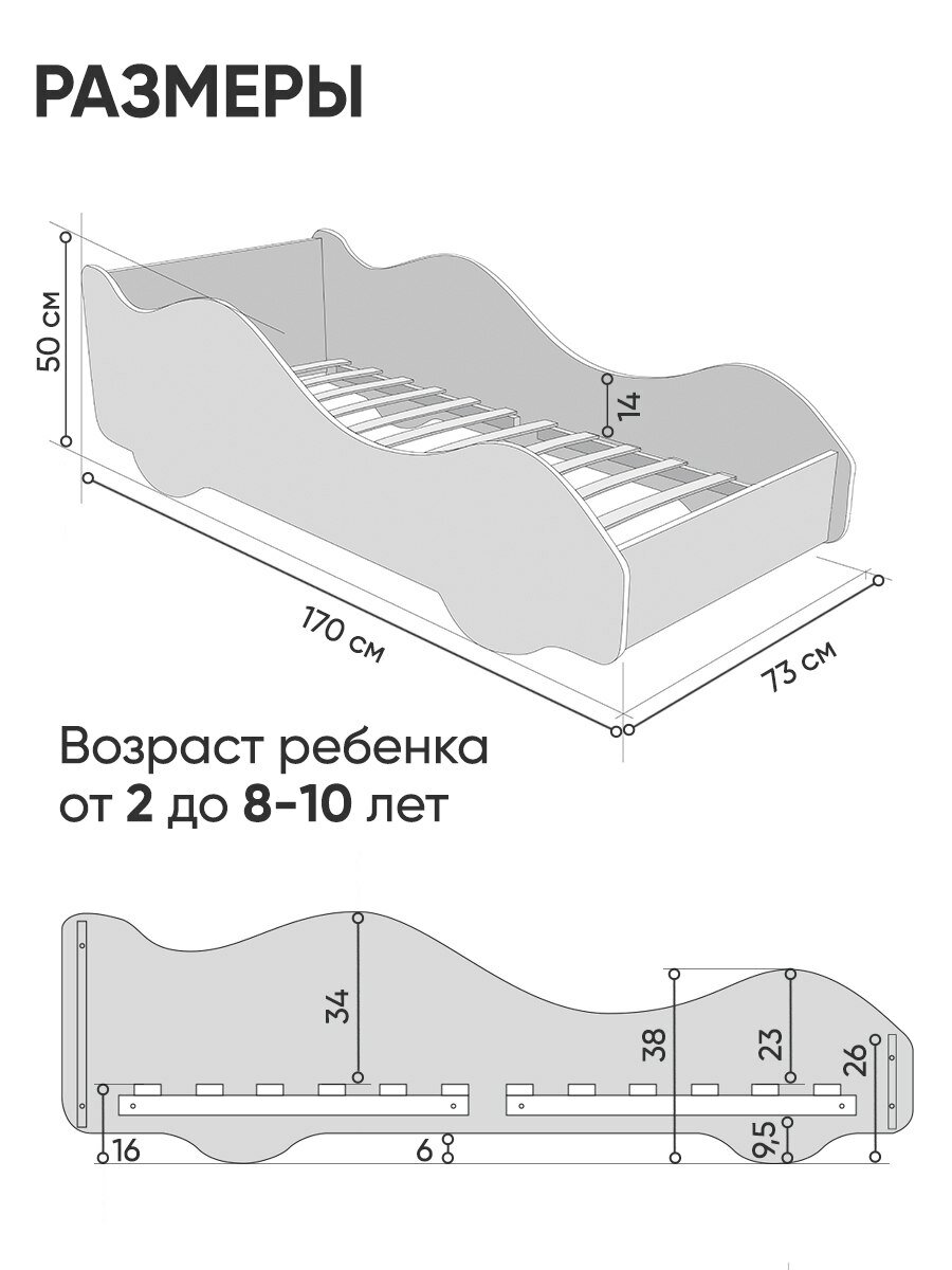 Детская кровать машина Бельмарко Полиция с ортопедическим основанием и бортиком — фото 1