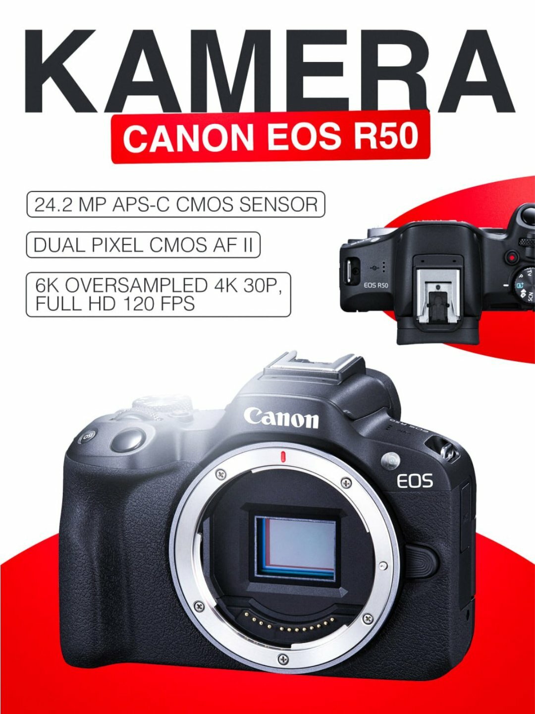 Камера Canon EOS R50, с объективом 15-45 mm, для креаторов и блоггеров