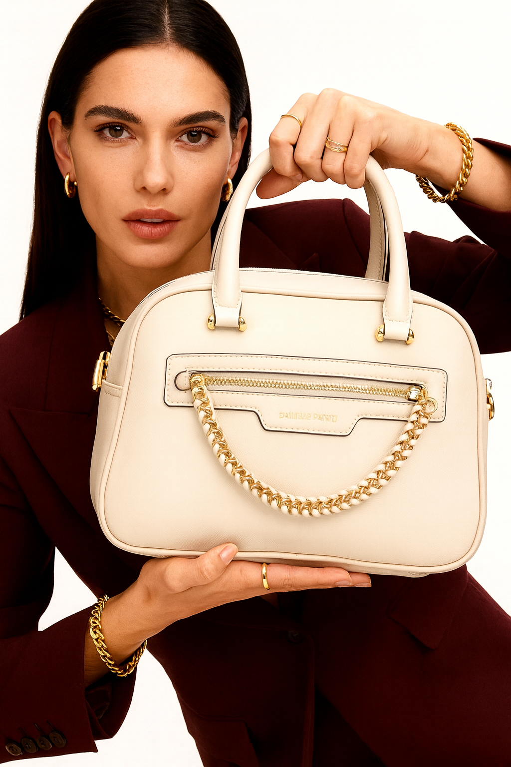 Сумка Daniele Patrici, фактура гладкая, матовая, бежевый — фото 1