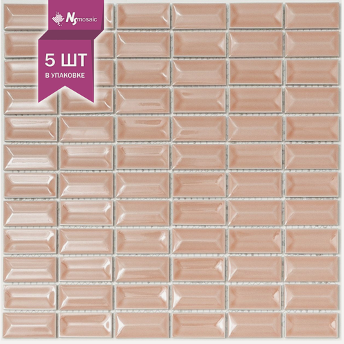 Изображение товара Мозаика керамическая NSmosaic R-356, розовая глянцевая, 300x300 мм, упаковка 5 шт.