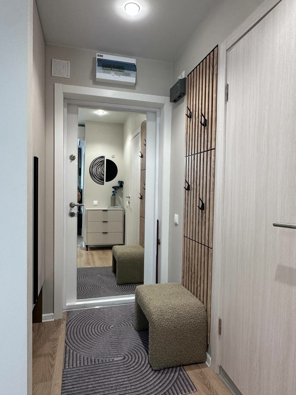 Зеркало ProStoZerkalo, для входной двери, с глазком, без рамы, прямоугольное, 174,5х63,5 см