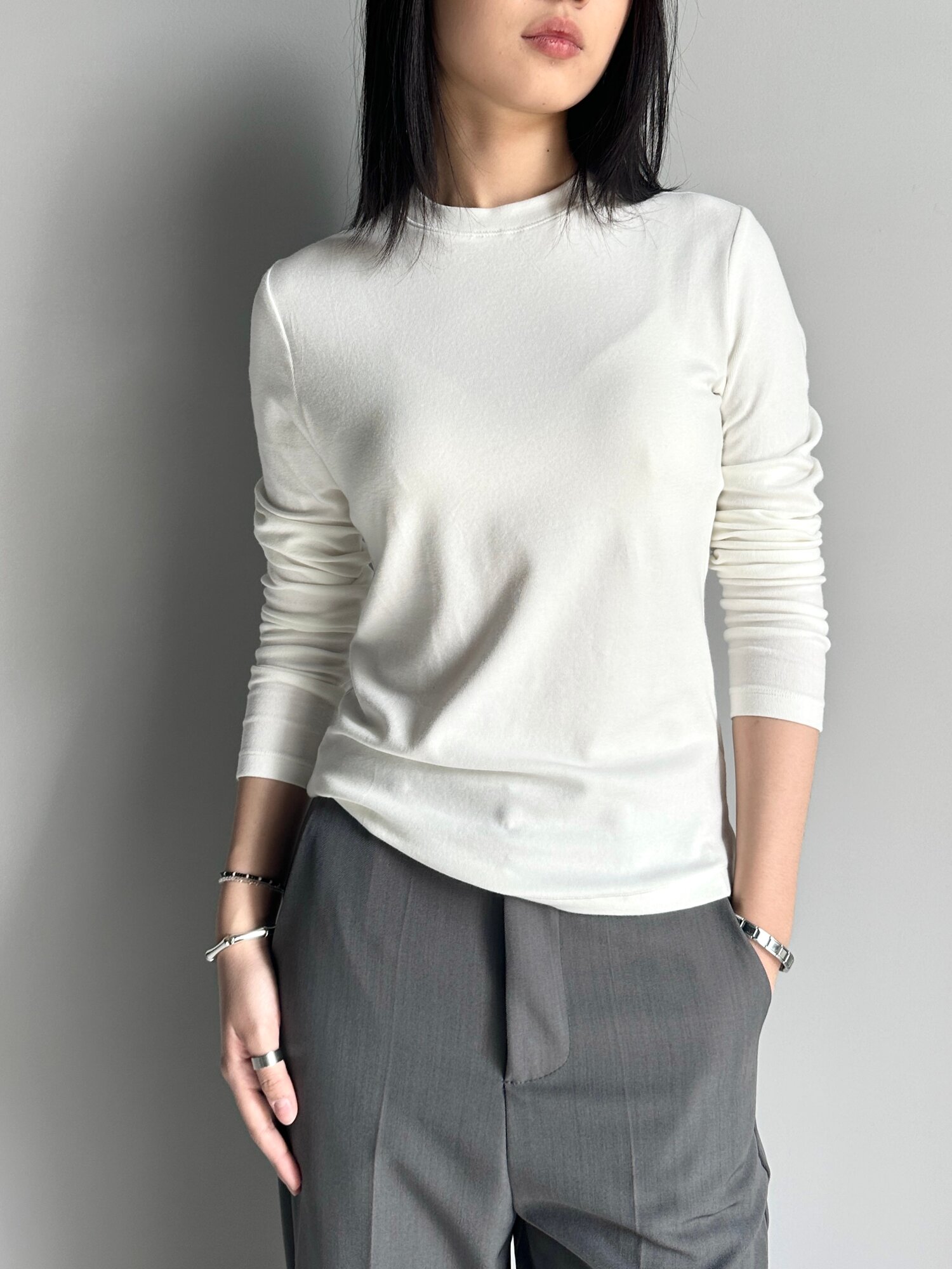 Лонгслив INK Бордовый, черный, синий, серый, белый, размер Std, , белый — фото 1