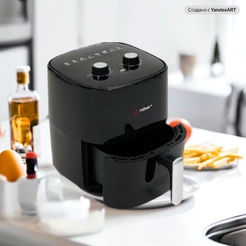 Аэрофритюрница RABEE RJ-500 сенсорная панель, таймер, регулировка температуры 1500Вт, 5.5Л