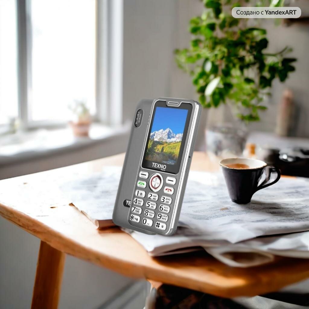 Texno Max 025 кнопочный телефон, два сим, фонарик, FM радио, серый — фото 1