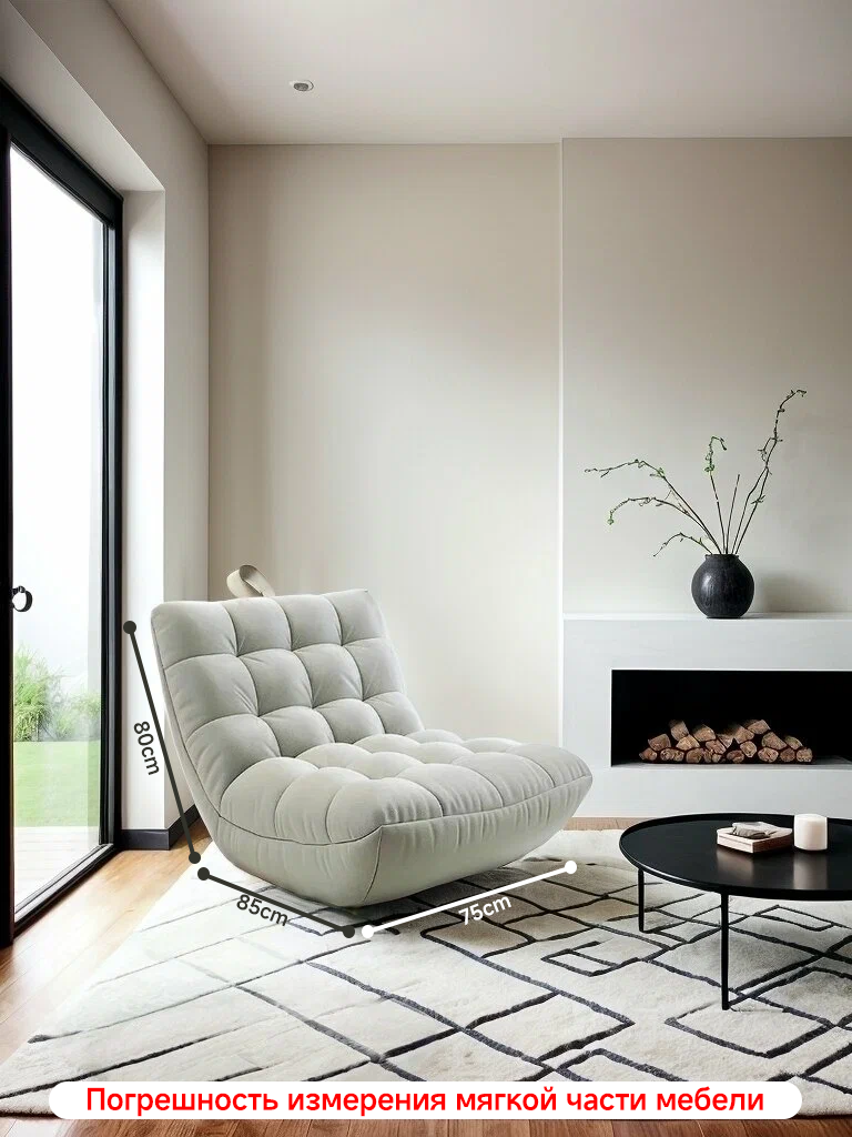 Диван с бескаркасным подлокотником E280-стереоэффект 3D, светло-серый, 75x80x85 см, наполнитель - полистирол