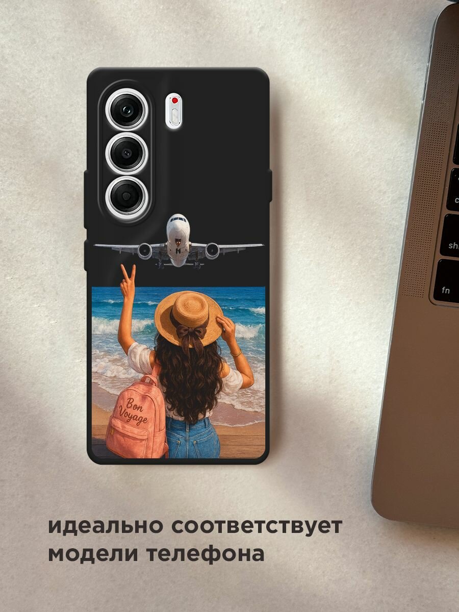 Черный матовый чехол на Tecno Camon 40 Pro 5G / Текно Камон 40 Про 5G с принтом "Bon Voyage" — фото 1