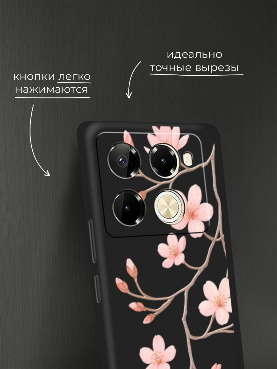 Чехол на Инфиникс Нот 40 Про 4G/Нот 40 Про Плюс с принтом "Веточка распускающейся сакуры 3" — фото 1
