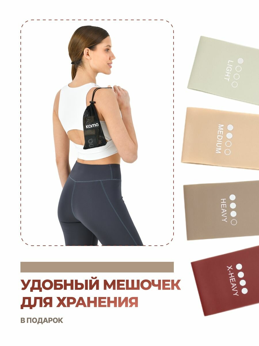 Резинки для фитнеса латексные, 4 шт. / Kama — фото 1