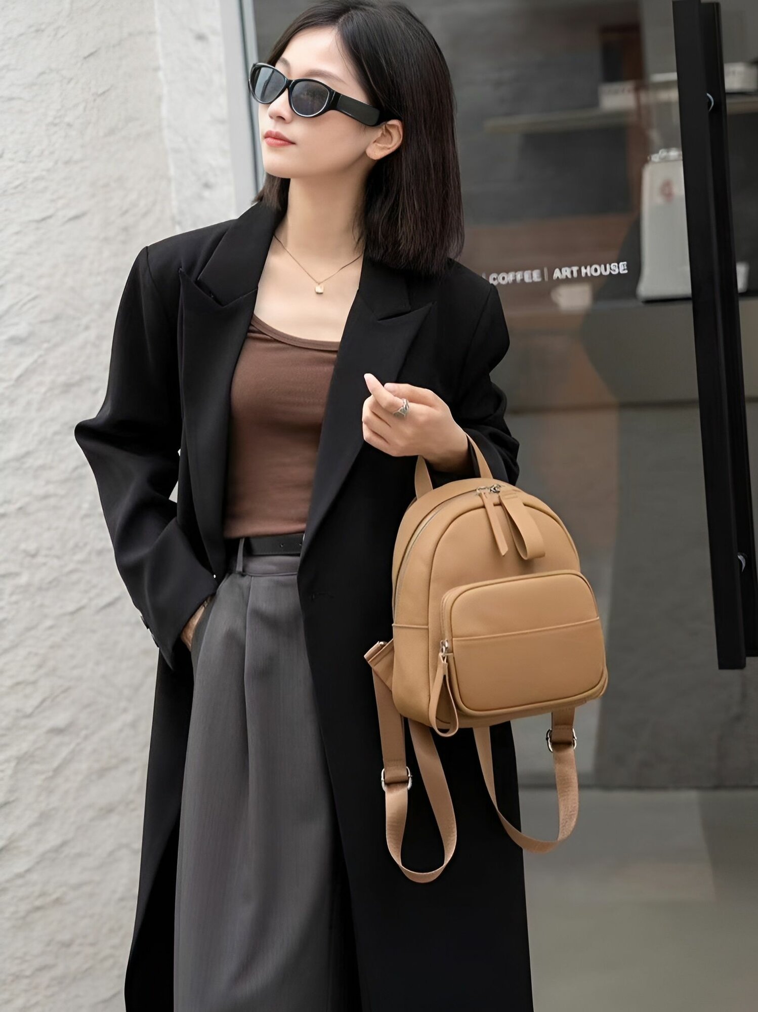 Сумка-рюкзак КожаноFF, фактура рельефная, коричнево-рыжий — фото 1