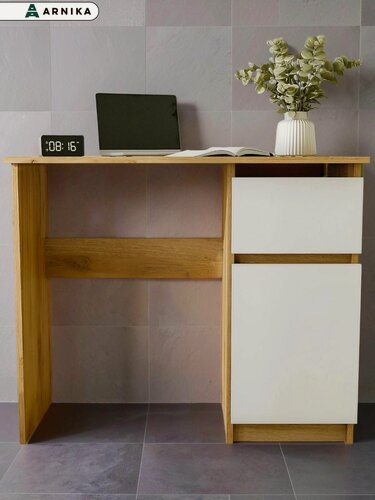 Изображение товара ARNIKA Стол письменный для школы, детский, 90х50х75см, Дуб Золотой/Белый шагрень