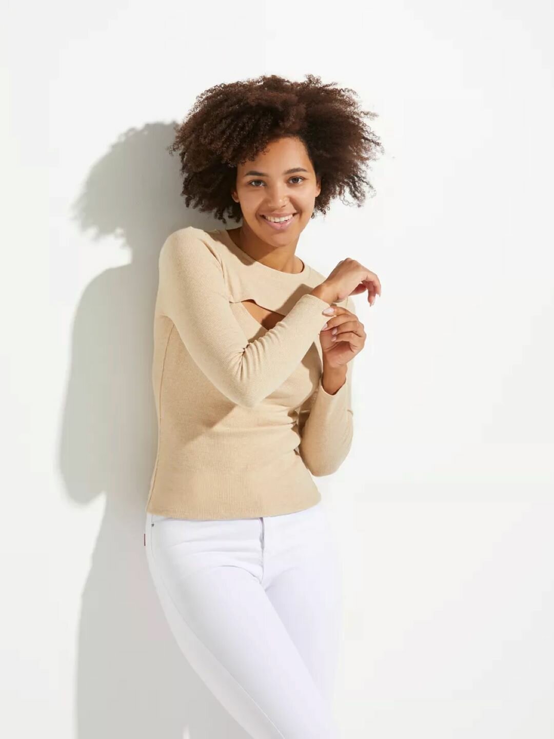 Лонгслив DNZ, размер 2XL, , бежевый — фото 1