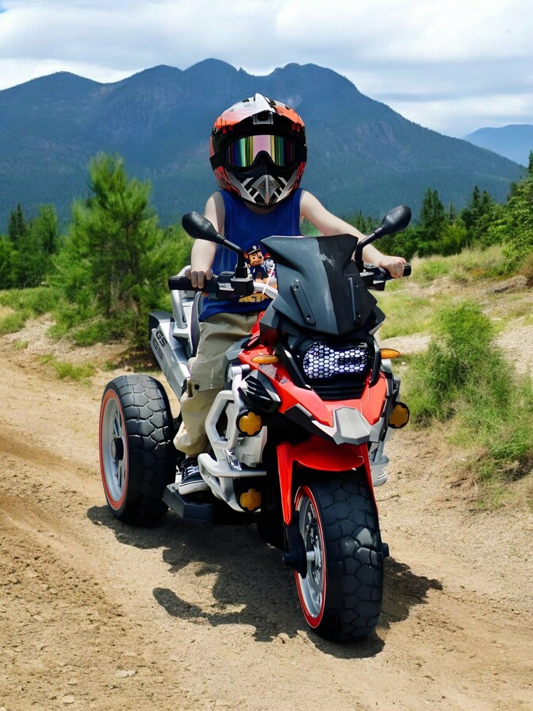 Электромотоцикл BIGG, двухместный, с мультимедиа, для детей от 2 лет