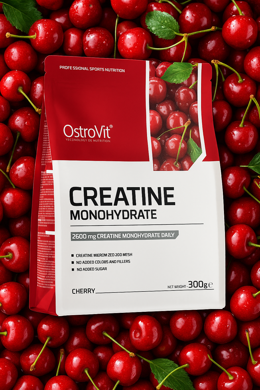 Креатин OstroVit Monohydrate , 100 порции, 300 гр , Cо вкусом Вишни