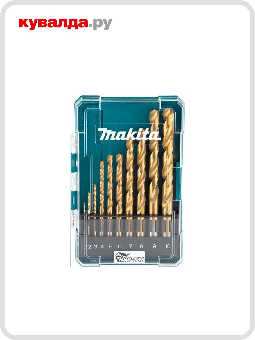 Набор сверл по металлу MAKITA D-72849 hss-tin economy 10 шт. (1-10 мм)