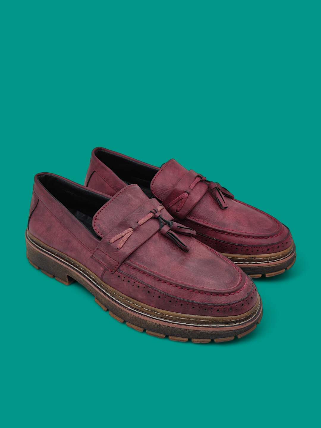 Лоферы  Туфли мужские Solid Step, из экокожи, водонепроницаемые, размер 38 39 40 41 42 43, алый — фото 1