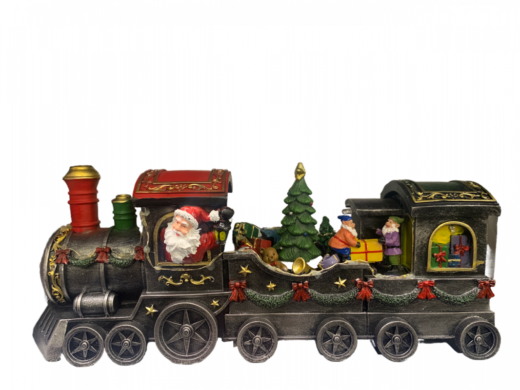 Фигура Рождественский поезд, 40.5*10.2*15.5 см, со светом LED и кружащейся елкой