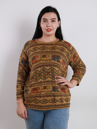 Свитер , размер OneSize, бежевый меланж — фото 1