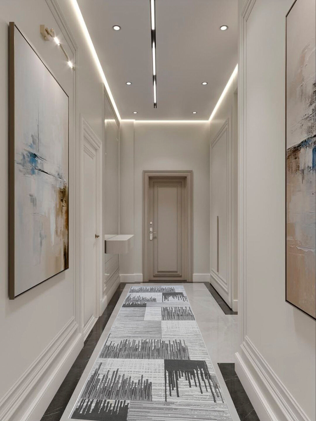 Ковер Kamalak Tekstil Beige-Gray, полипропилен, противоскользящий, 4 x 8 м — фото 1