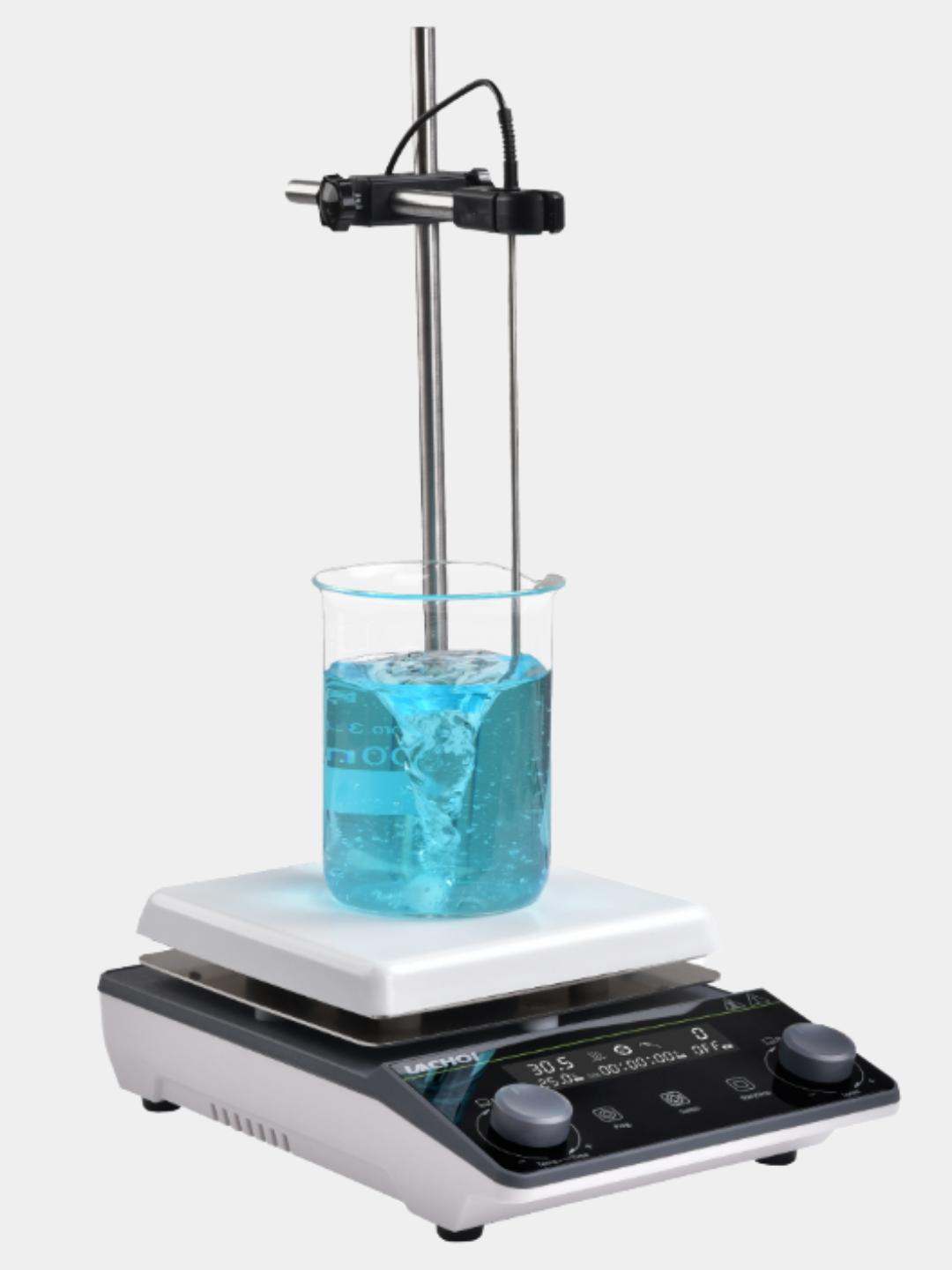 Лабораторная магнитная мешалка с подогревом и термодатчиком LA017, ЖК-дисплей, 100–1600 об/мин