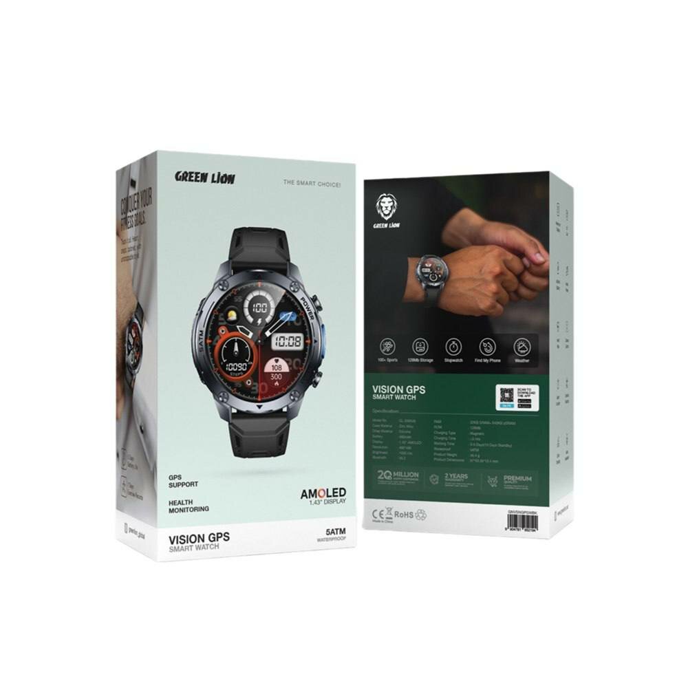 Green Lion Vision GPS Smart Watch — AMOLED 1.43", GPS, 5ATM, мониторинг здоровья