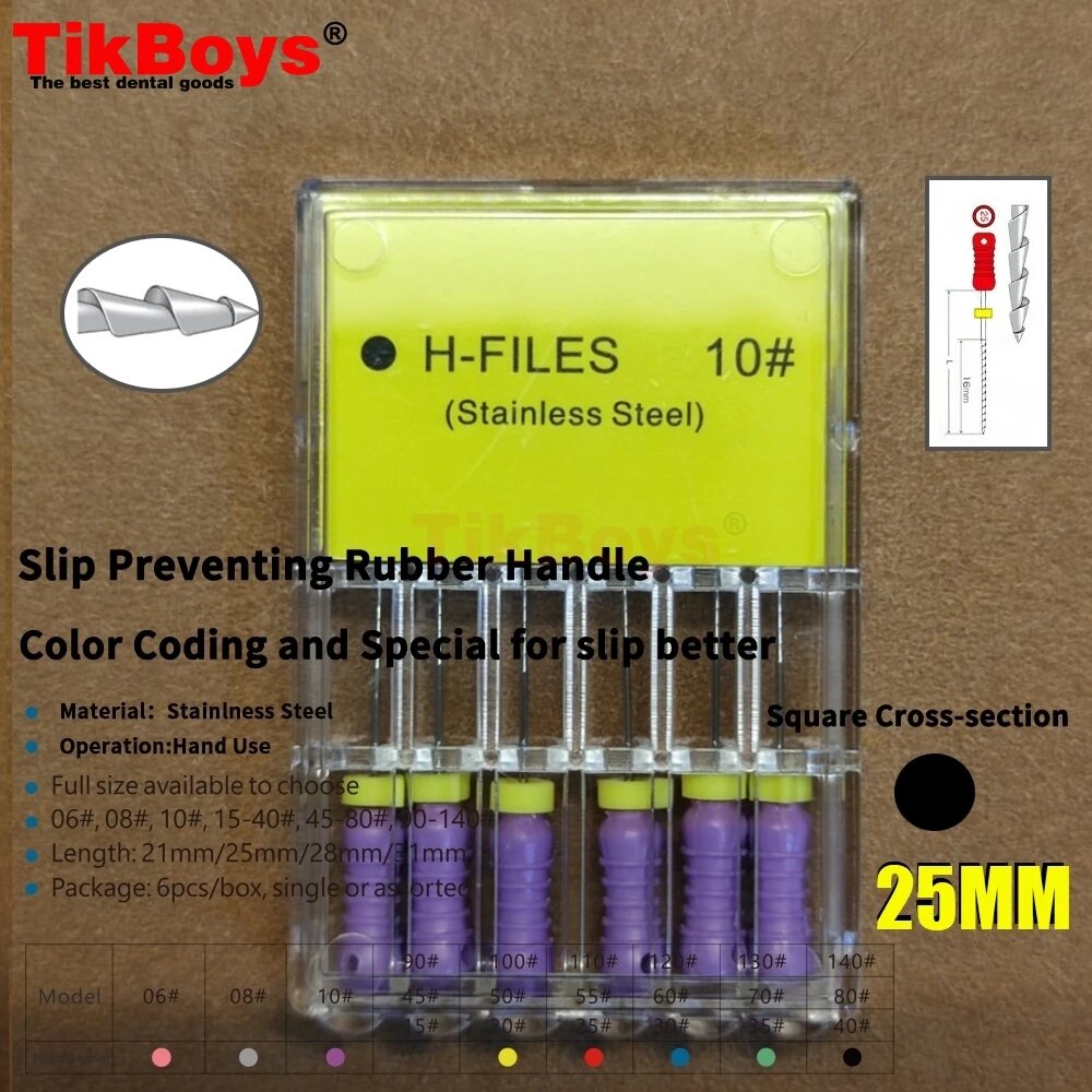 RAISYOU H-файлы для корневых каналов 6 шт. H-Files-25mm-10