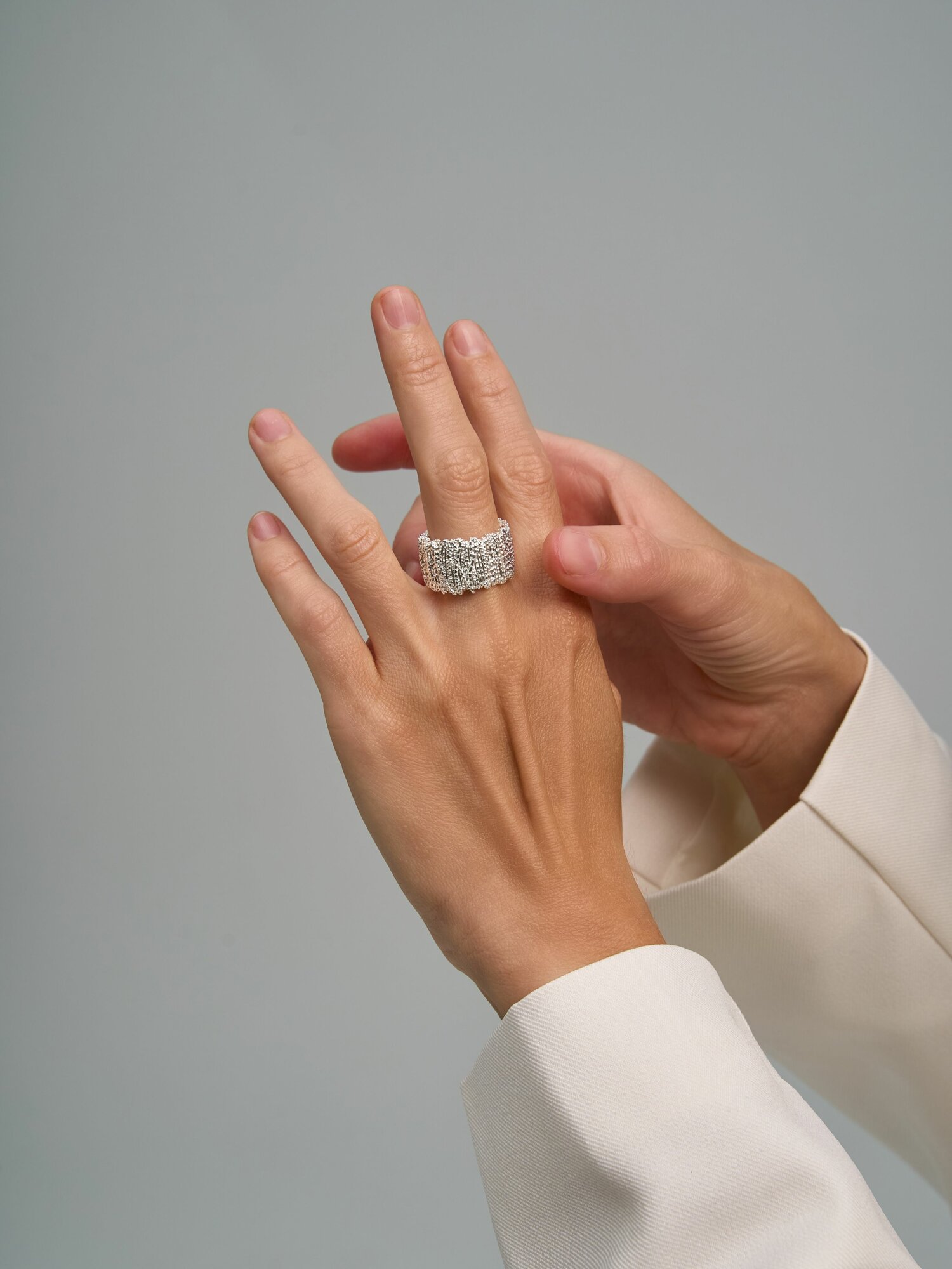 Кольцо, безразмерное, серебряный — фото 1