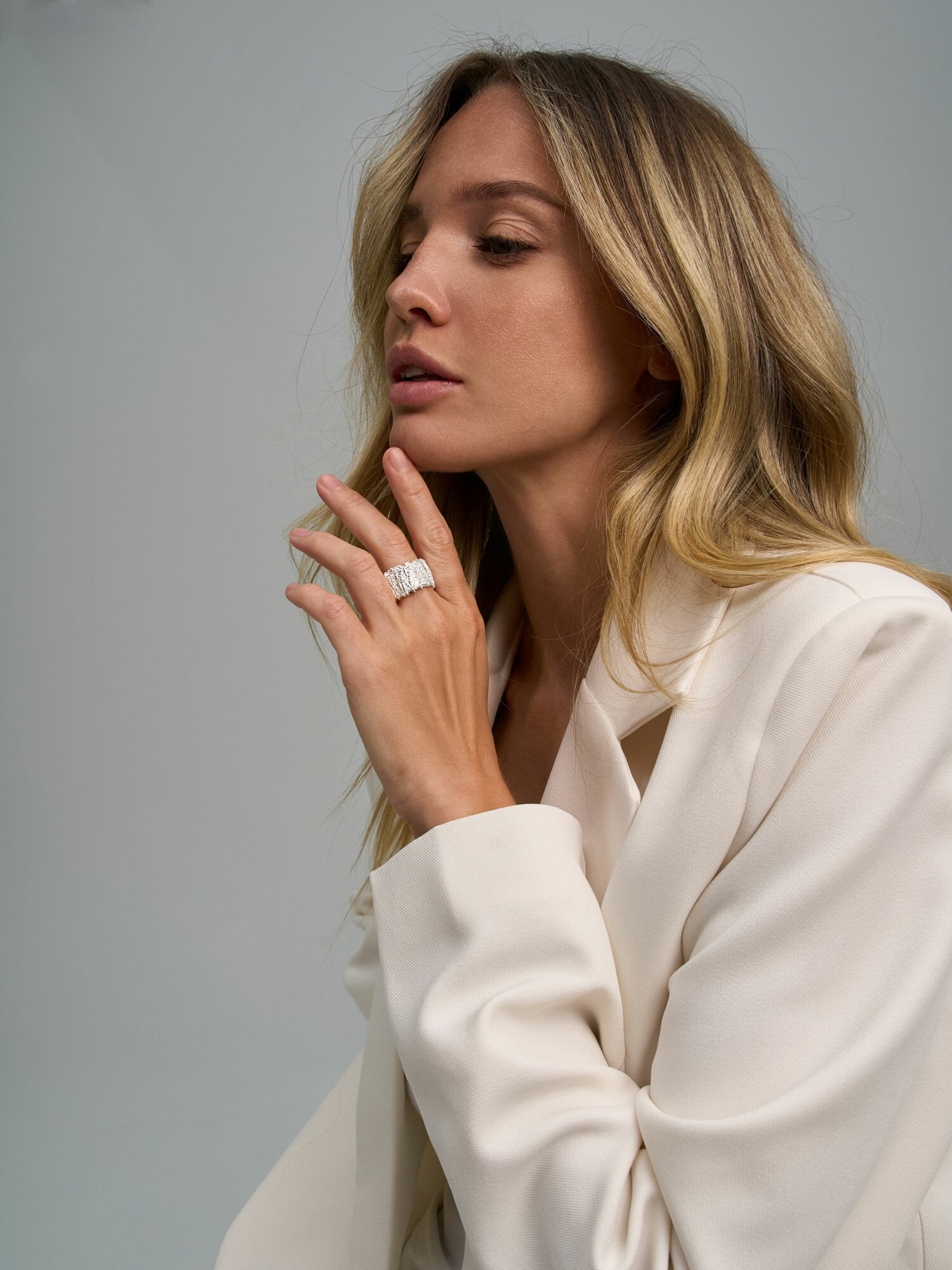 Кольцо, безразмерное, серебряный — фото 1