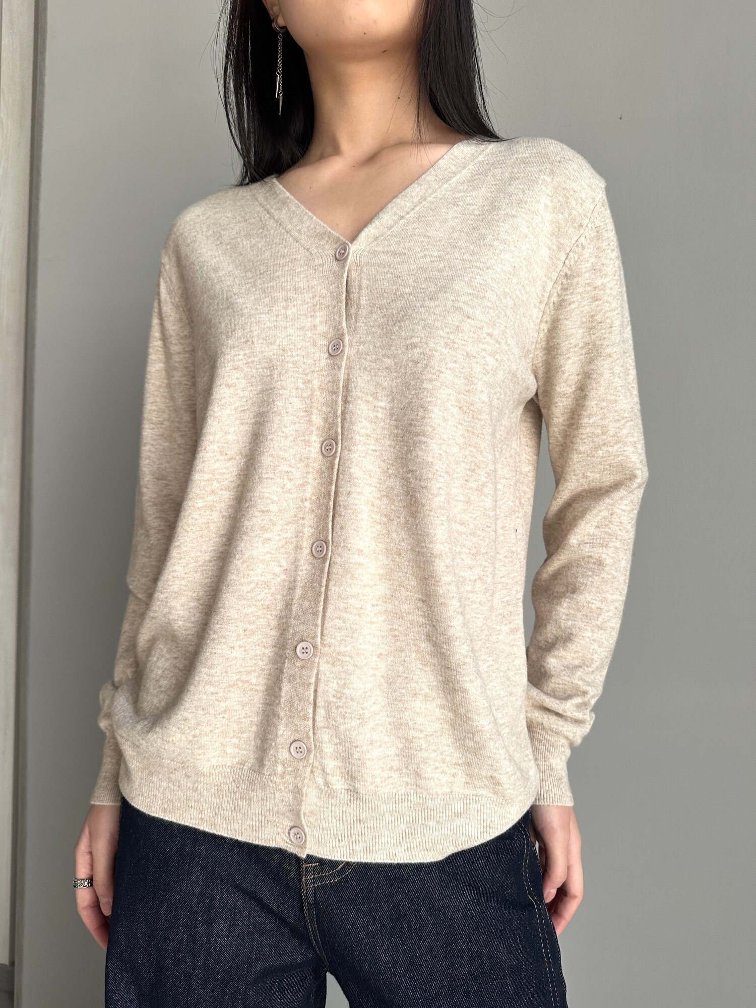 Кардиган INK Серый, черный, бежевый, размер Std, бежевый — фото 1