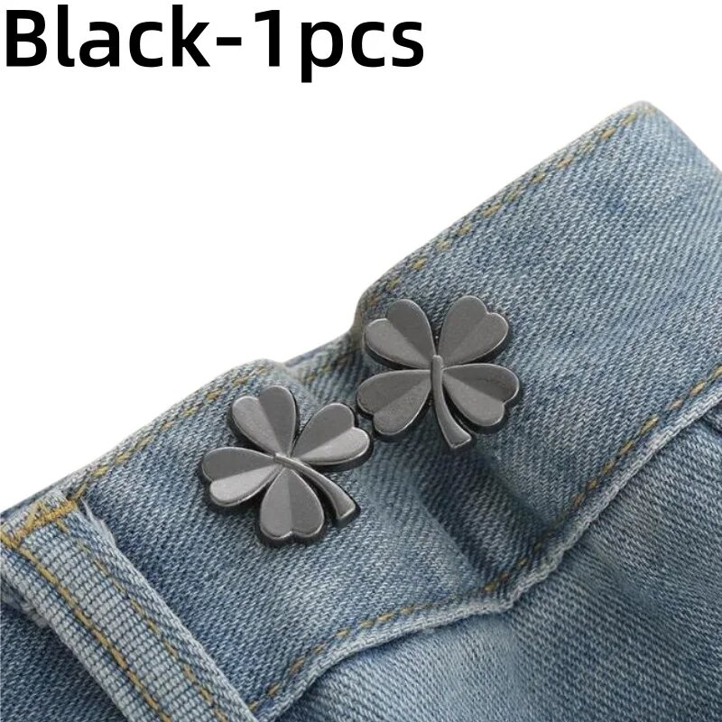 Металлическая регулируемая пряжка для джинсов Черный, Clover-Black-1pcs