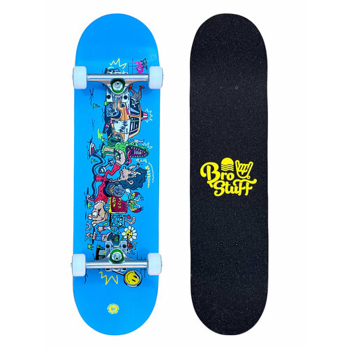 фото Скейтборд в сборе brostuff crazy party blue, размер 8.375x31.75 (комплект) bro stuff