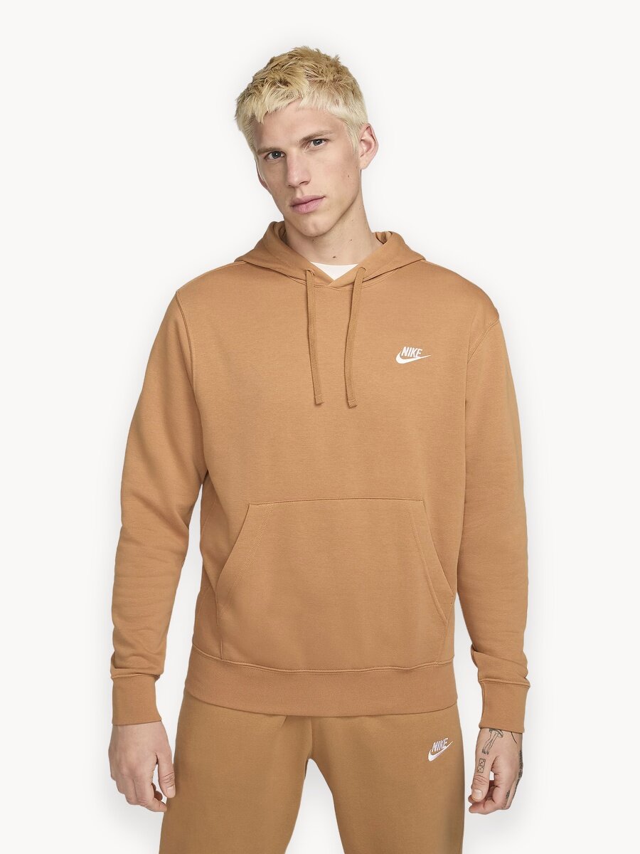 Худи спортивное NIKE Club, размер L, , светло-коричневый