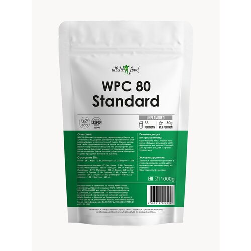Atletic Food Сывороточный протеин WPC 80 Standard - 1000 грамм, без вкуса