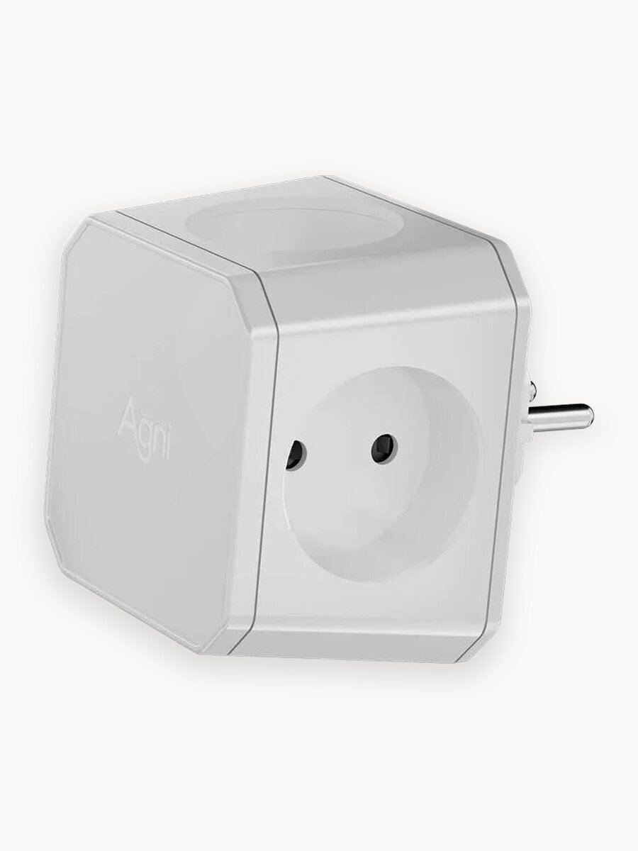 Тройник для розетки, AGNI, 4 розеток, разветвитель электрический, защитные шторки