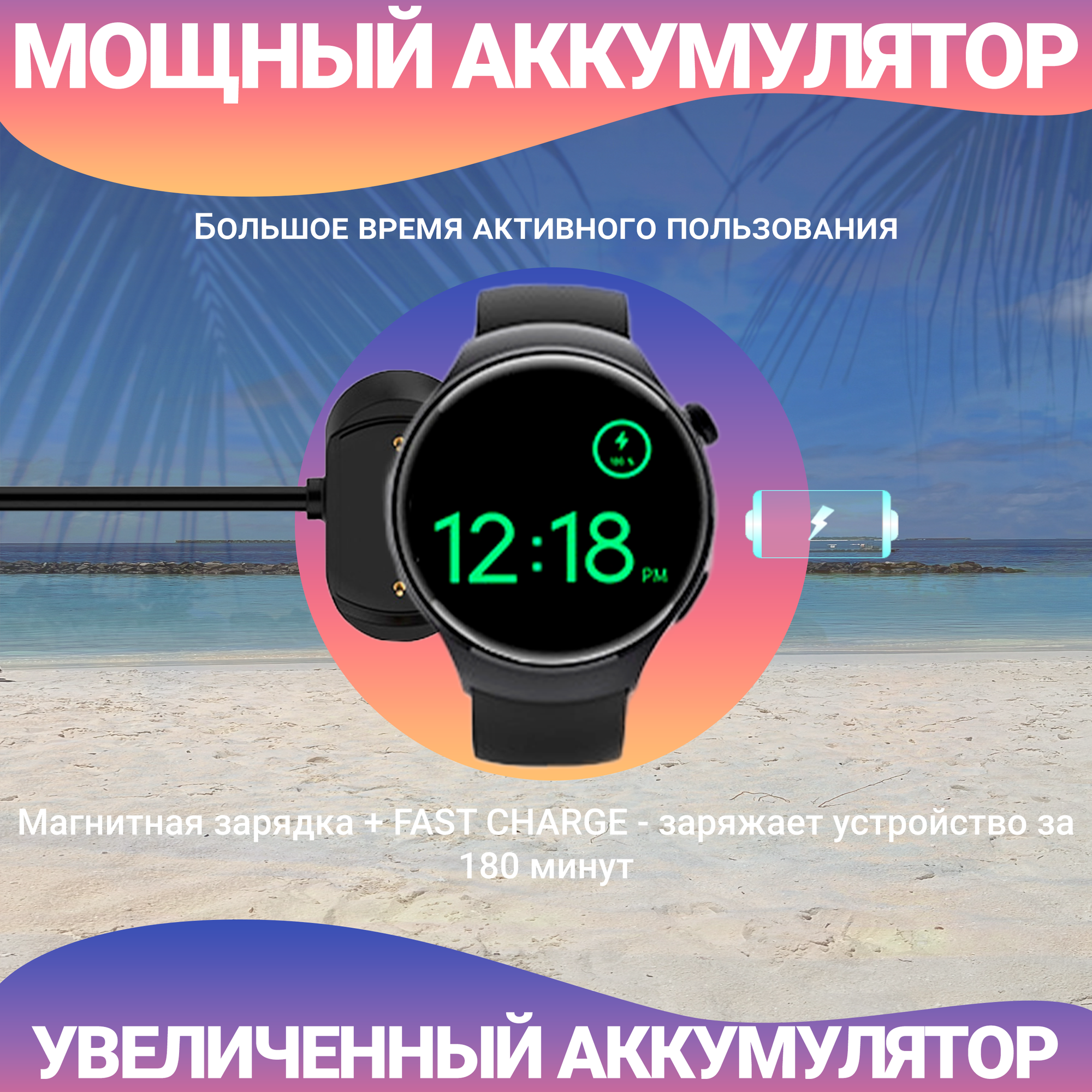 Умные часы женские G4 PRO Fashion Smart Watch 44MM, 1.35 AMOLED, iOS, Android, Bluetooth звонки, Уведомления, Черный — фото 1