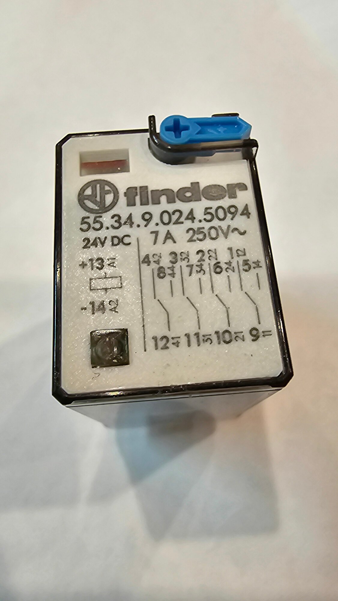 55.34.9.024.5094, промежуточное реле в розетку 4CO 7A 24В DC кнопка тест + мех. индикатор + LED