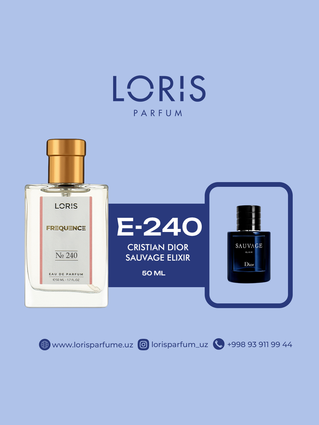 Мужская парфюмерная вода "Loris Parfume" - Christian Dior - Sauvage Elixir, 50 мл, стойкость в течение дня