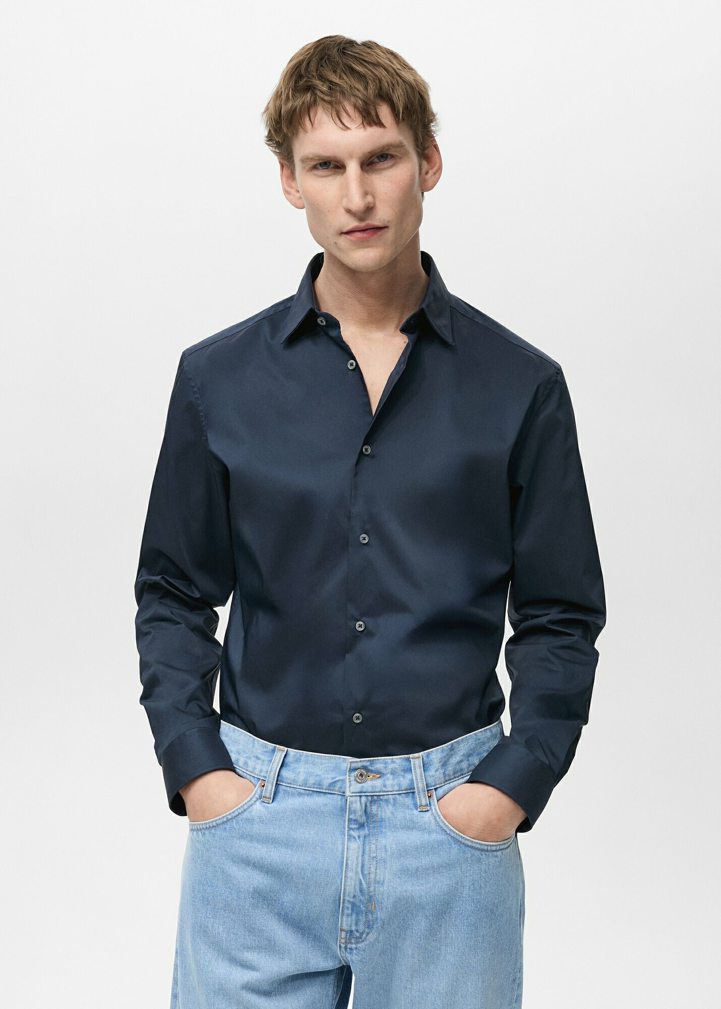 Рубашка MANGO PLAY, размер XL INT, синий