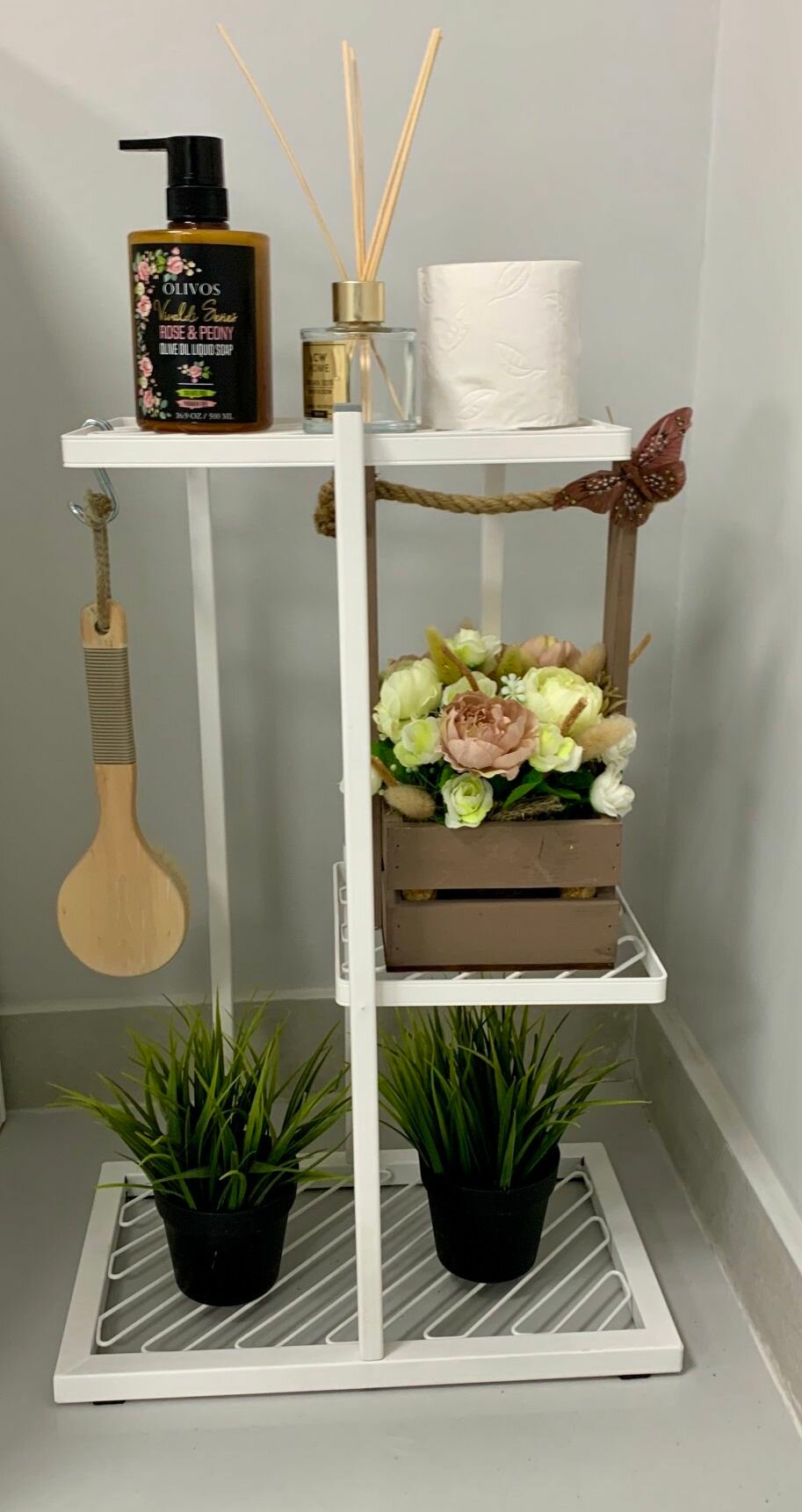 Подставка для цветов, для кухни, в ванную комнату напольная малая 400х240х600 белый цвет