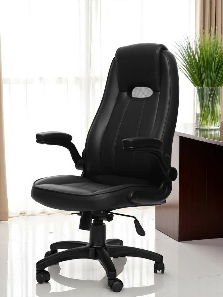 Кресло компьютерное РОСКРЕСЛА ZEN Ergonomics офисное, экокожа, топ-ган люкс, регулируемые подлокотники, черный