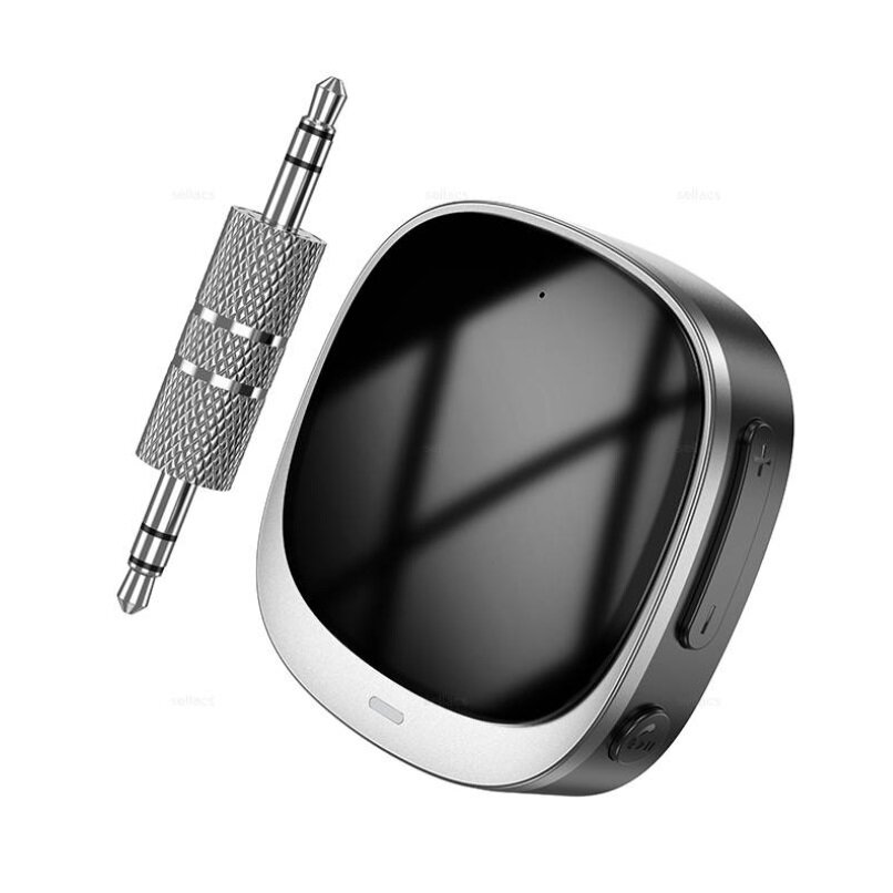 Автомобильный Bluetooth-приемник Hoco E80 Travel, 250 мАч, Bluetooth 5.3/AUX, Черный + Серебристый — фото 1