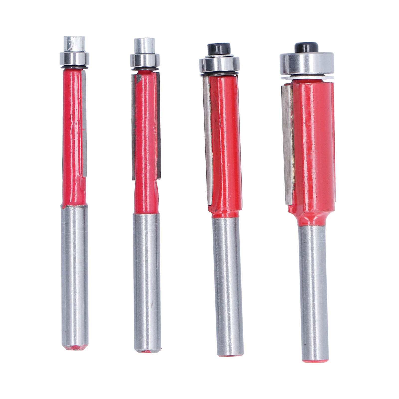 4Pcs Flush Trim Router Bit 1/4in Shank Top End Bearing 5/16in 3/8in 1/2in Cutting Dia